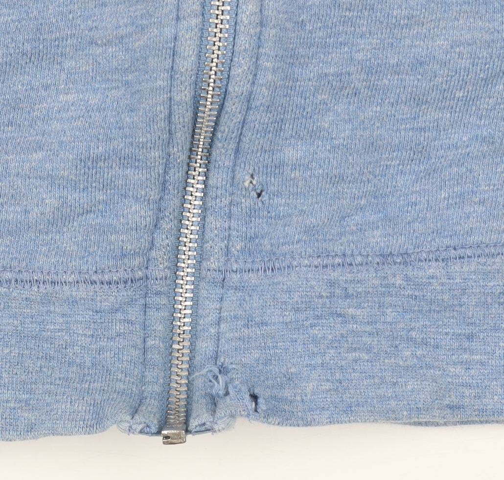 Nike Men Blue Small Full Zip Hooded Track Jacket 100% Cotton