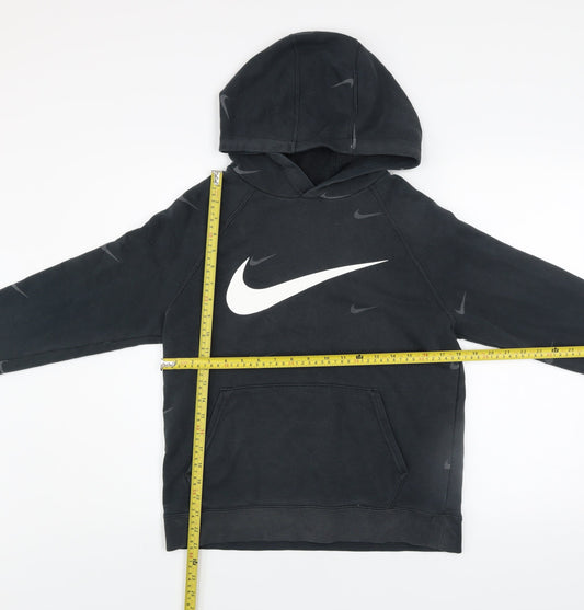 Nike Boys Black XL Pullover Hoodie with Large Logo and Kangaroo Pocket