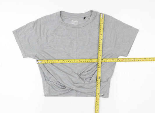 Superdry Women’s Grey Cropped Twist Front T-Shirt Size 10