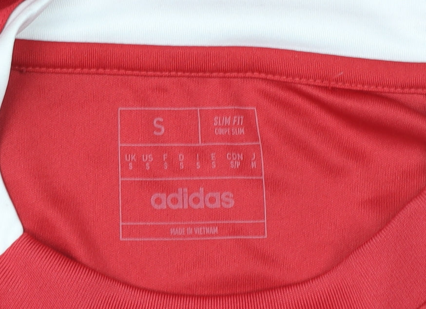 Adidas Men Red Manchester United Slim Fit Football Jersey S