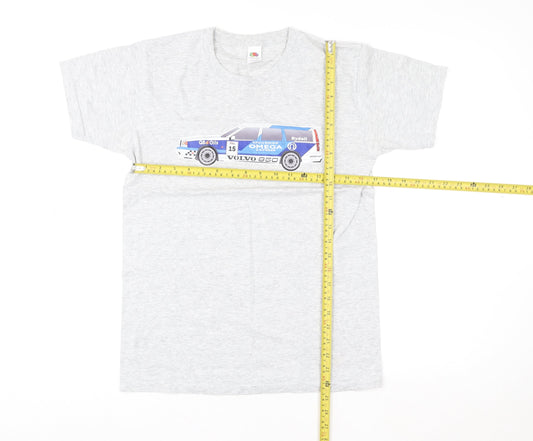 Fruit of the Loom Men's Grey Car Graphic T-Shirt Size S