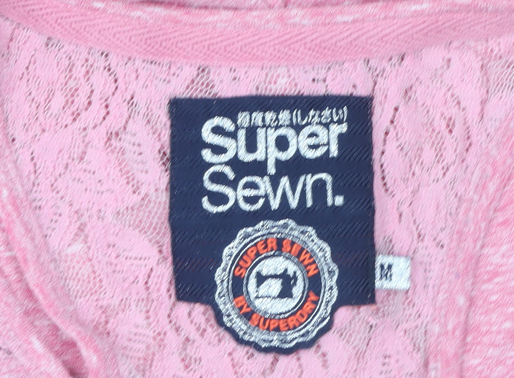 Superdry Women’s Pink Lace Racerback Tank Top Size M