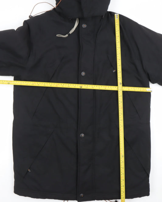 BUSH Men's Black Hooded Parka Jacket Size 38 Regular Winter Coat