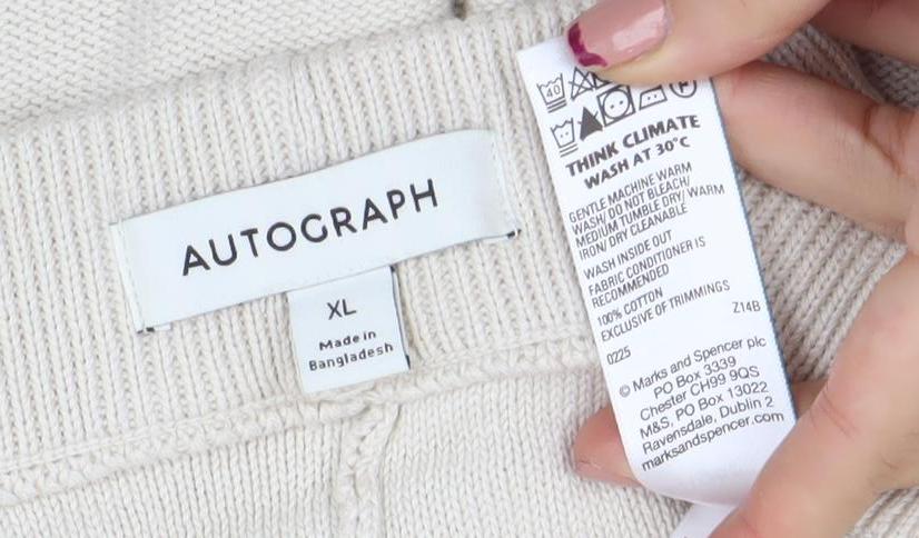 Brand and care label for Autograph Men’s Beige Cotton Knit Sweat Shorts XL Casual