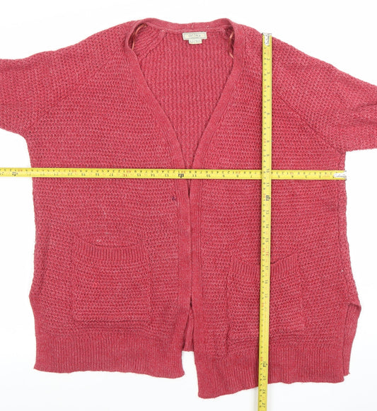 Womens UK 12 Relaxed Fat Face Pink Cardigan Chunky-Knit