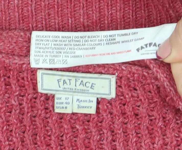 Womens UK 12 Relaxed Fat Face Pink Cardigan Chunky-Knit
