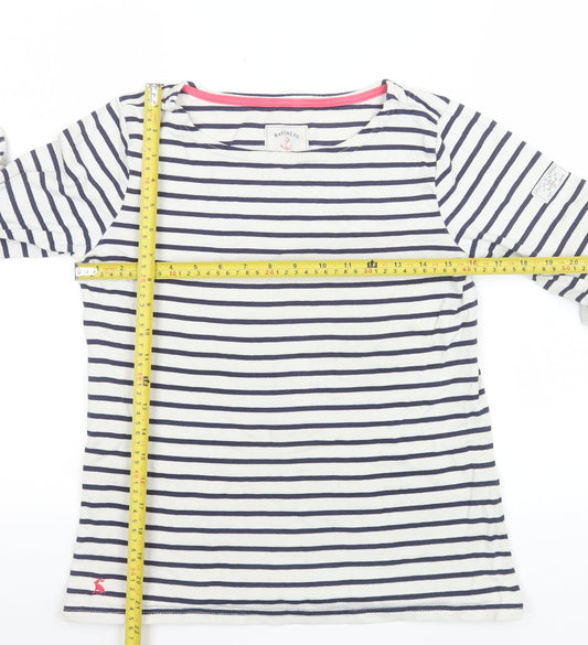 Womens UK Size 10 Joules White 100% Cotton T-Shirt