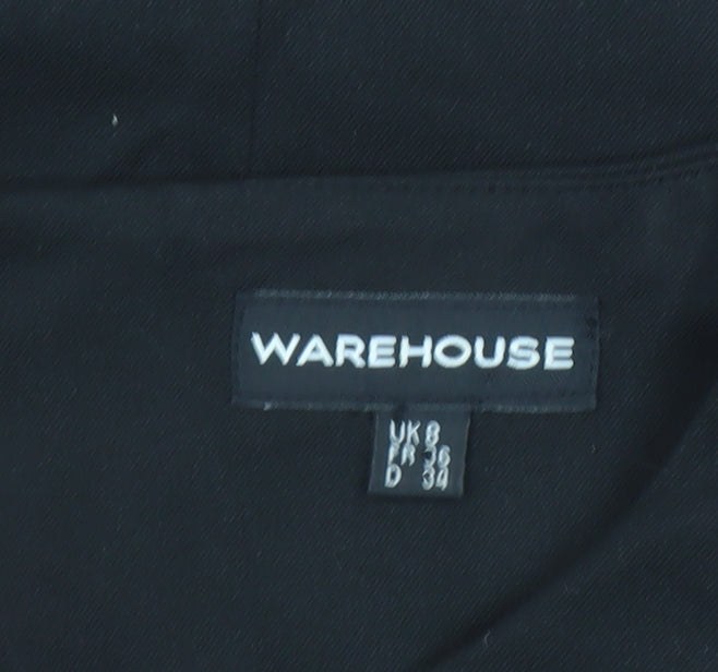 Warehouse Women Black Size 8 Sheath Knee Length Dress