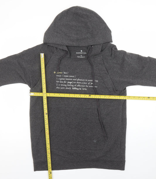 Manuka Life Women’s Grey Pullover Hoodie XS UK 8 Cotton Blend Yoga Top