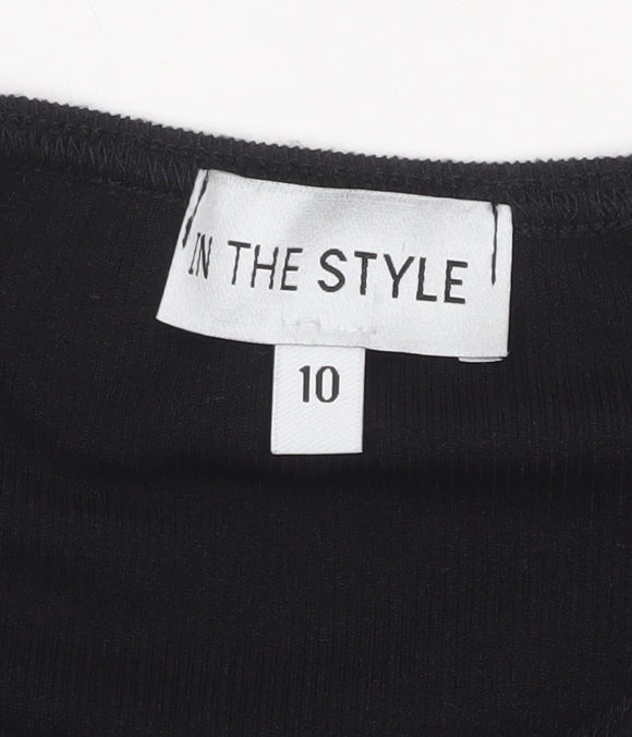 Additional view of In The Style Women's Black Long Sleeve Playsuit, size 10, Polyester Blend