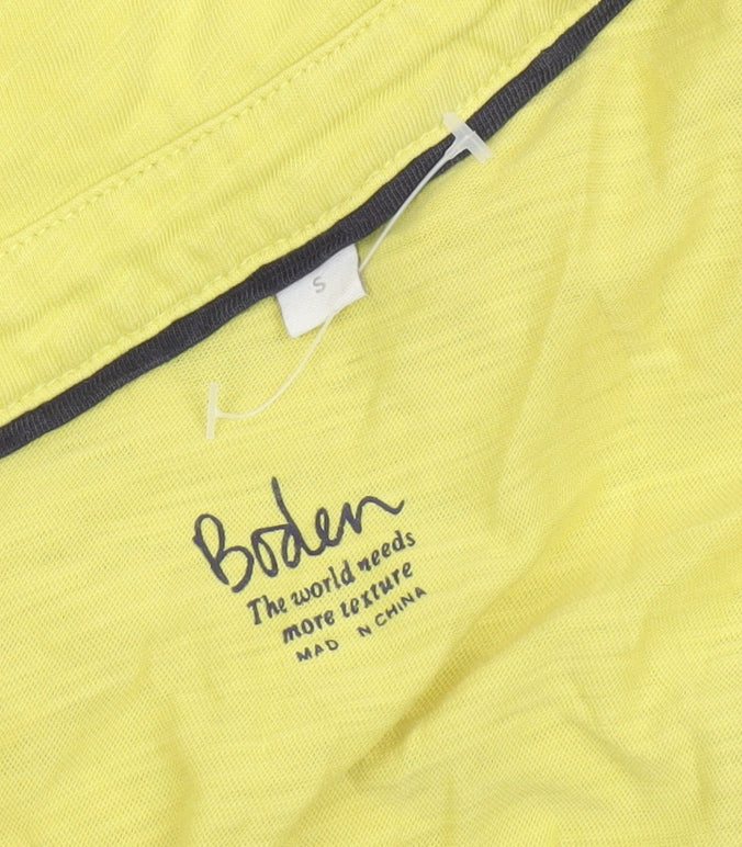 Womens UK Size S Boden Yellow Cotton T-Shirt