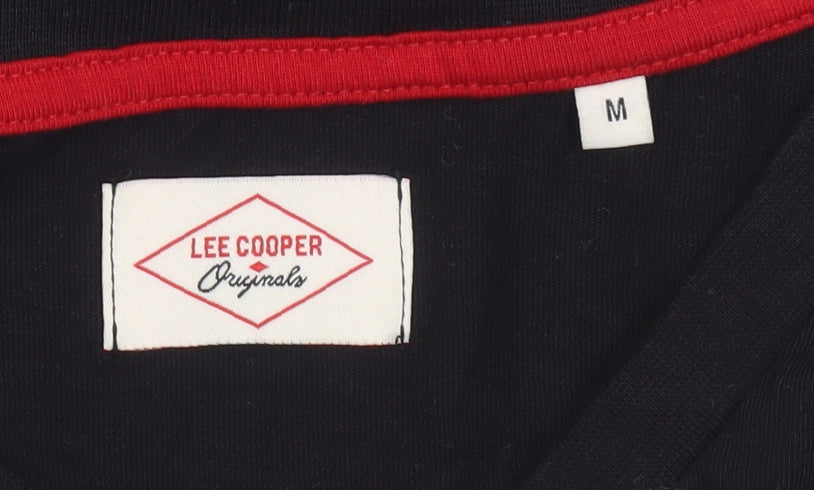 Lee Cooper Men's Black V-Neck Cotton T-Shirt M