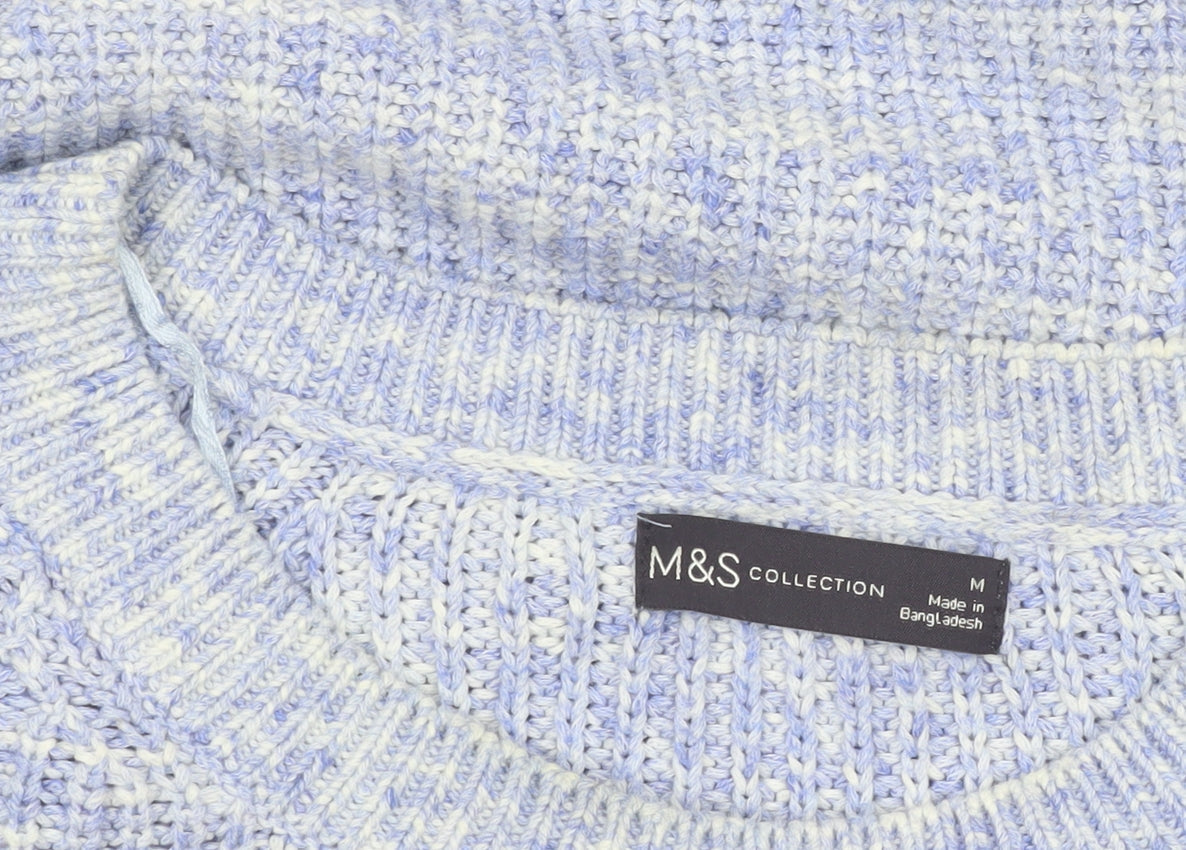 Marks and Spencer Women's Blue Chunky Knit Cotton Jumper M