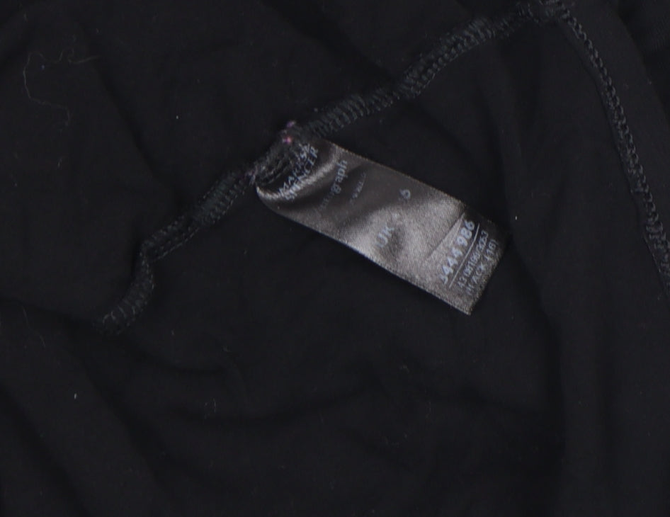 Autograph Women's Black Beaded V-Neck Tunic Blouse Size 6