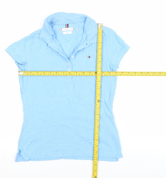 Tommy Hilfiger Women Blue Slim Fit Polo Shirt Cotton S