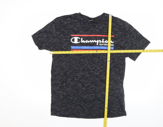 Champion Men’s Black Graphic Crew Neck Short Sleeve T-Shirt Size L