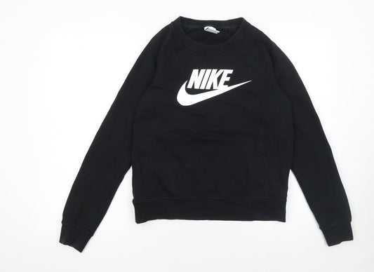 Womens UK XS Regular Nike Black Pullover Sweatshirt