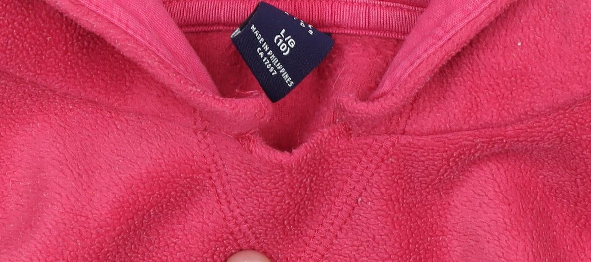 Additional view of Gap Kids girls’ pink fleece pullover hoodie, size 10, years logo hooded sweatshirt