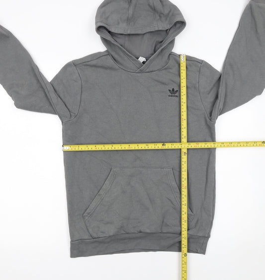 Adidas Boys Grey Pullover Hoodie Size 13-14 Years Cotton Blend