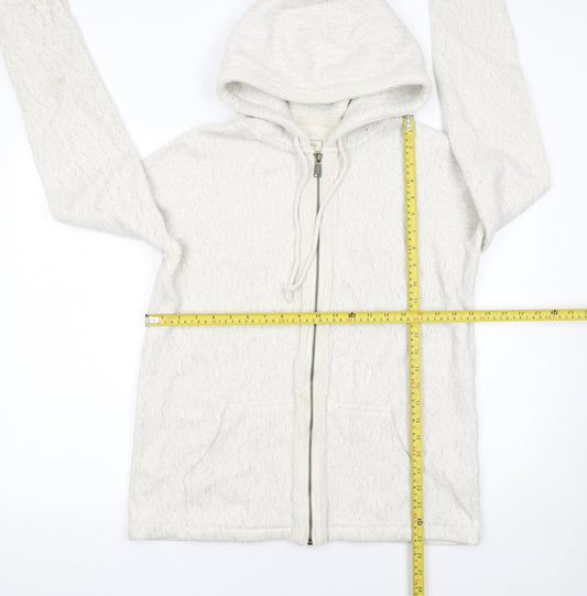 Womens UK 10 Regular Fat Face Ivory Full Zip Tight-Knit