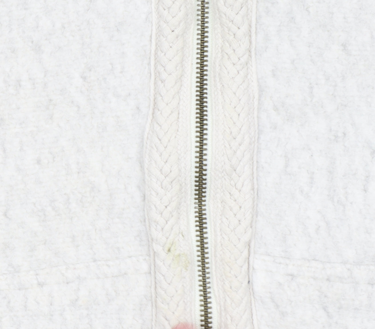 Womens UK 10 Regular Fat Face Ivory Full Zip Tight-Knit
