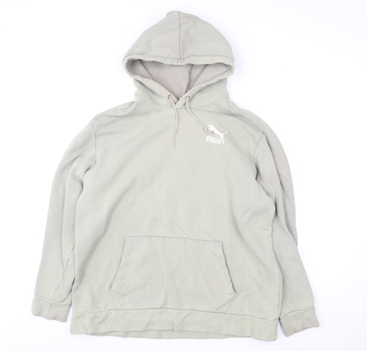 Womens UK L Regular PUMA Grey Pullover Hoodie