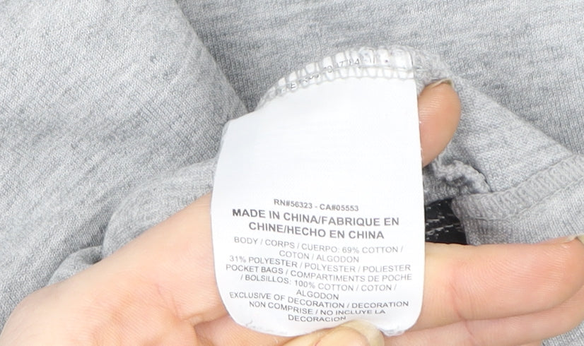 Nike Boys Grey & Black Pullover Hoodie S Regular Fit Logo Sweatshirt