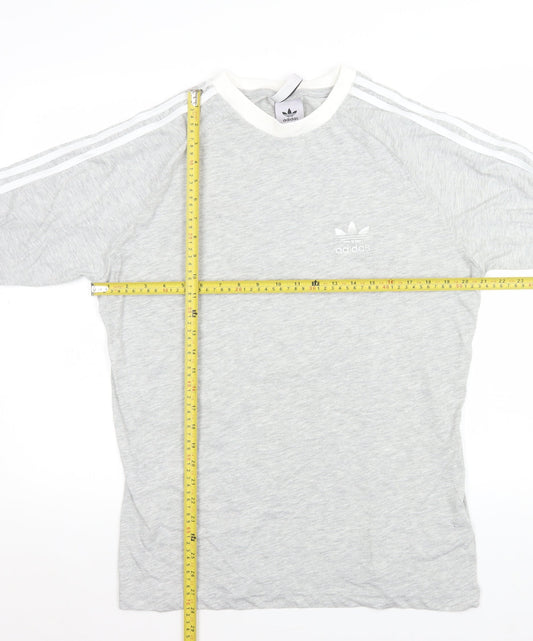 Adidas Women's Grey Long Sleeve Cotton Crew Neck T-Shirt Size L