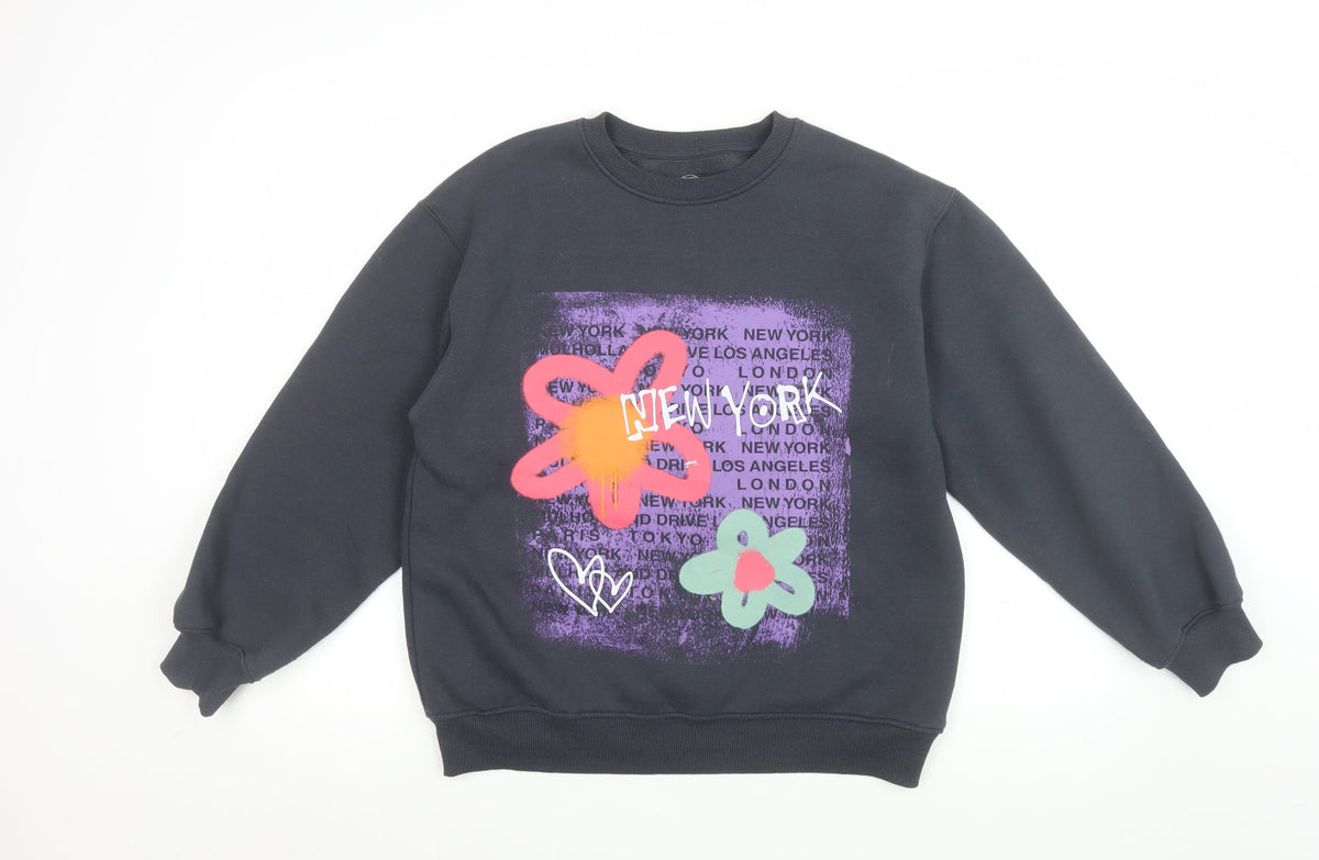 Additional view of Zara girls’ black graphic new york sweatshirt 13-14 years cotton blend