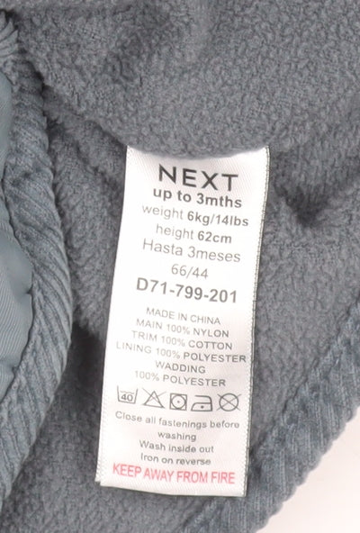 Next Unisex Baby Grey Quilted Padded Jacket 0-3 Months