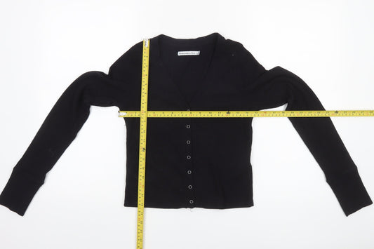 Womens UK Size S Abercrombie & Fitch Black Polyester Blend Button-Up