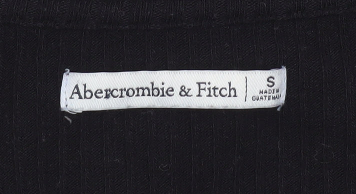 Womens UK Size S Abercrombie & Fitch Black Polyester Blend Button-Up