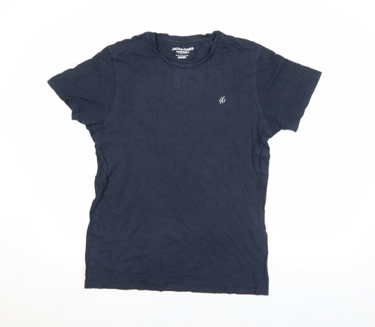 Mens UK Size M JACK & JONES Blue Cotton T-Shirt
