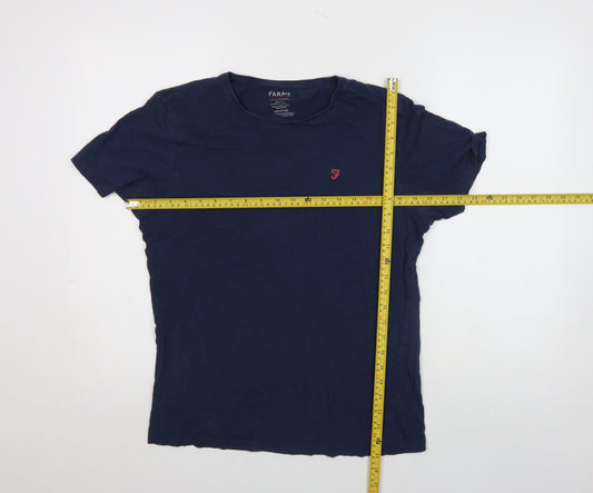Mens UK Size M Farah Blue Cotton T-Shirt