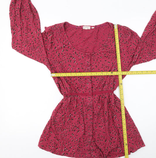 Womens UK Size 12 Fat Face Red Cotton Blouse