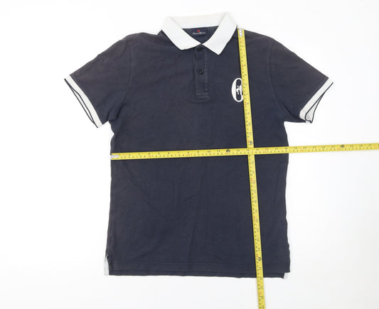 Conte of Florence Men's Blue Cotton Polo Shirt Size M
