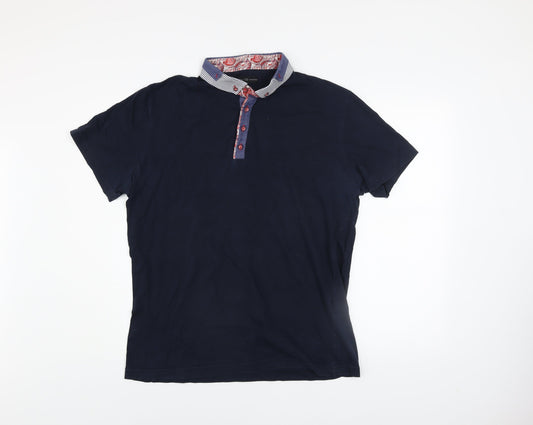 ETO Men’s Blue 2XL Cotton Short Sleeve Polo Shirt