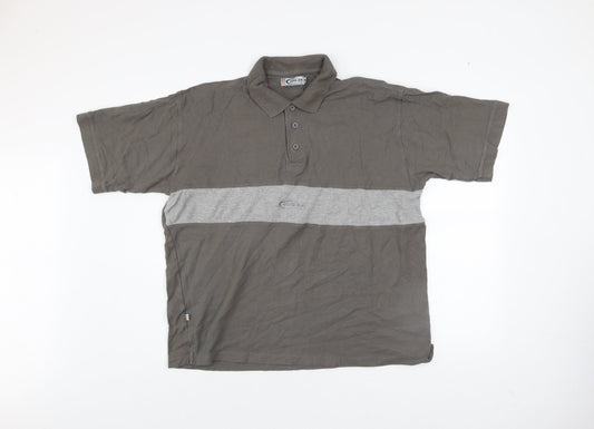 TOG24 Men's Grey XL Colourblock Cotton Polo Shirt