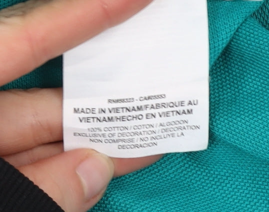 Nike Mens Green Cotton Polo Shirt Size L Short Sleeve Logo Top