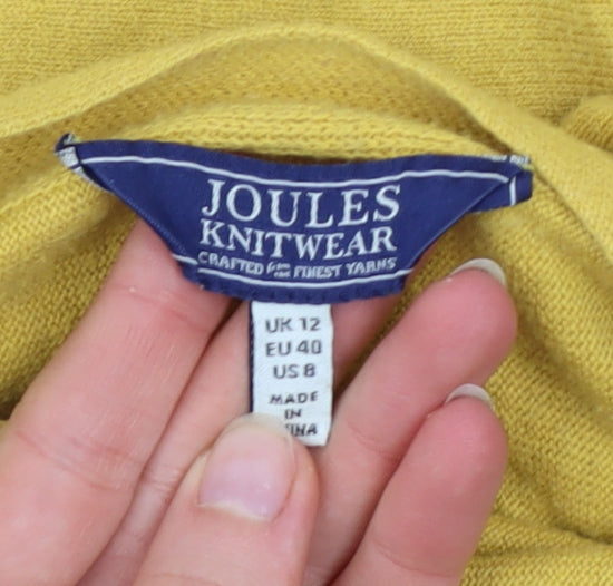 Womens UK 12 Regular Joules Yellow Pullover Tight-Knit