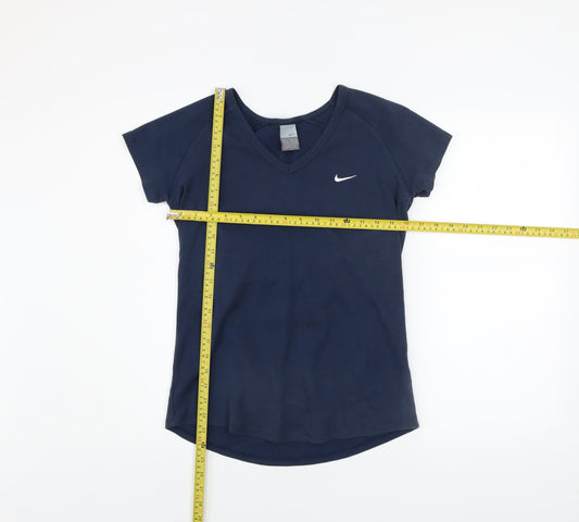 Nike Women's Blue V-Neck Short Sleeve Basic T-Shirt Size L