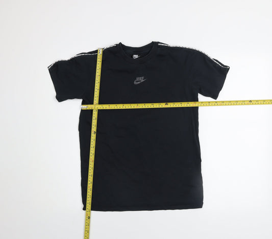 Nike Boys Black Logo Sports T-Shirt Size 158cm Short Sleeve Cotton Blend