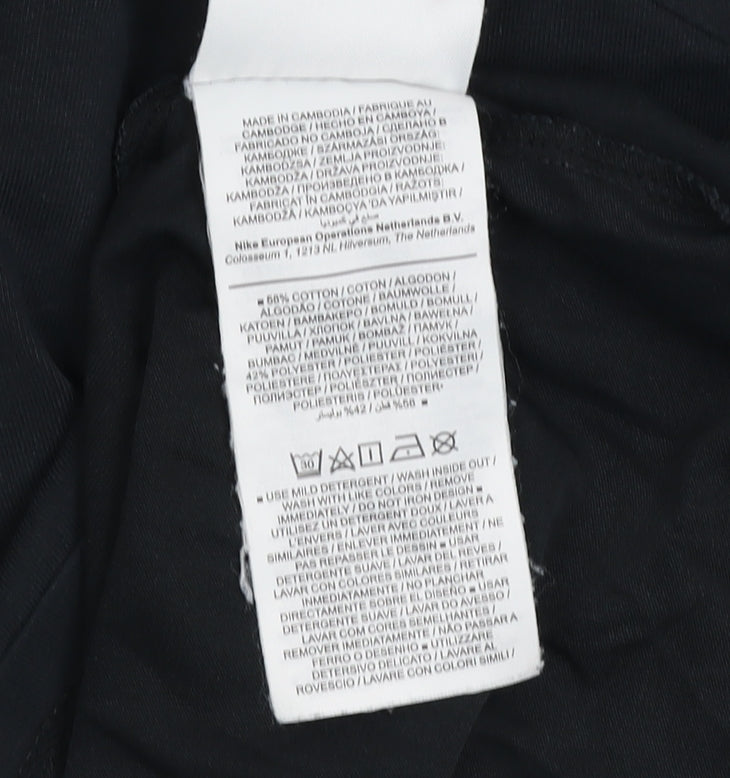 Nike Boys Black Logo Sports T-Shirt Size 158cm Short Sleeve Cotton Blend