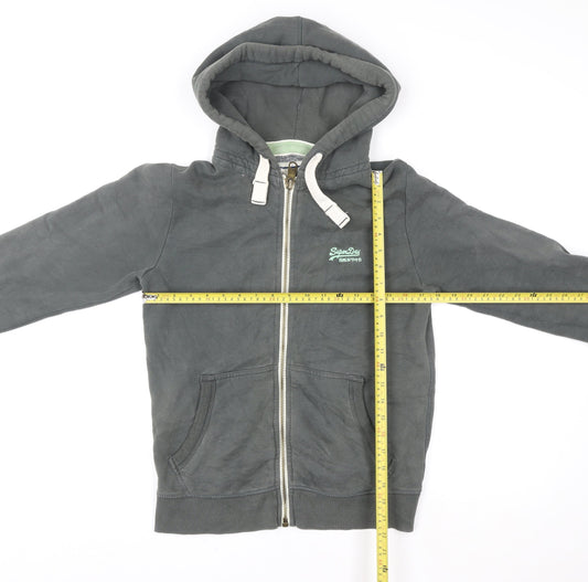Superdry Men's Grey Full Zip Hoodie Size L Cotton Blend