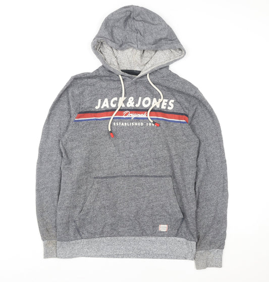 Mens UK M Regular JACK & JONES Grey Pullover Hoodie