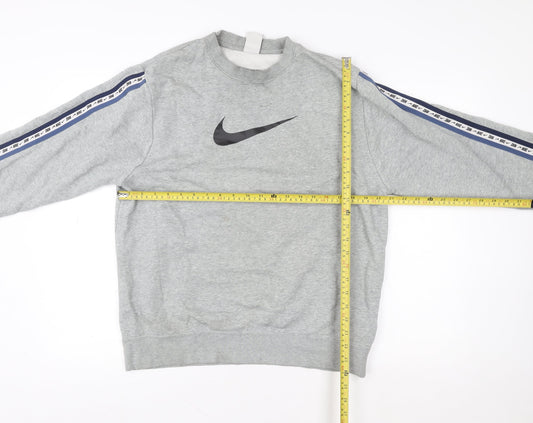 Nike Men's Grey Crew Neck Logo Sweatshirt M Pullover Sportswear