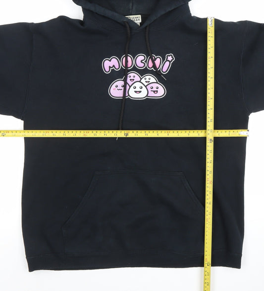 Genki Gear Women Black Pullover Hoodie Medium Cotton Blend Graphic