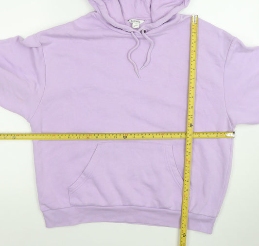 Monki Women Lilac Hoodie Medium Cotton Blend Drawstring Pullover