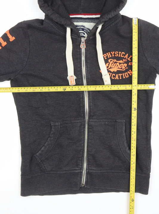 Superdry Men’s Grey Full Zip Hoodie XS Sports Logo Fleece