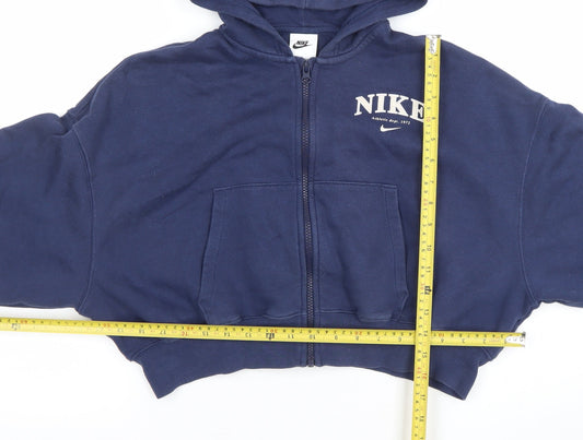 Nike Girls Blue Full Zip Hoodie M 137-146cm Logo Athletic Dept 1972 Fleece